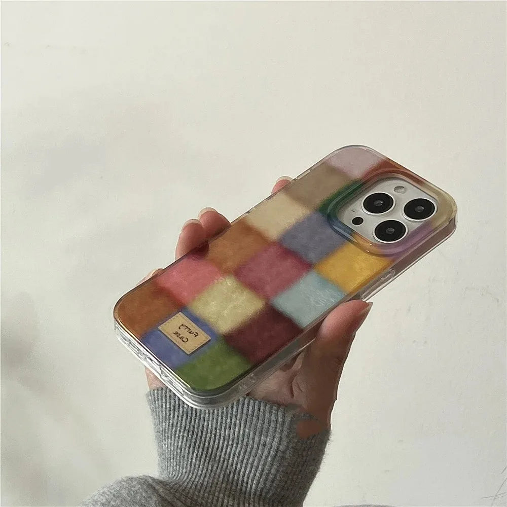 Vortex Grid Pattern Colorful Case for iPhone 16 15 14 13 12 11 SE