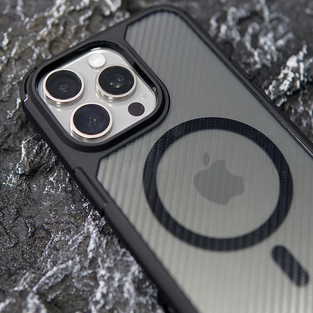 MagSafe Carbon Fiber Shockproof Case for iPhone 16–11 Pro Max & 16 Plus