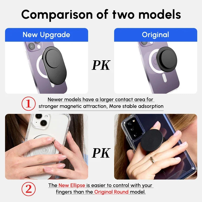 Ellipse Magnetic Grip Stand for MagSafe iPhone 15–13, Xiaomi & Samsung