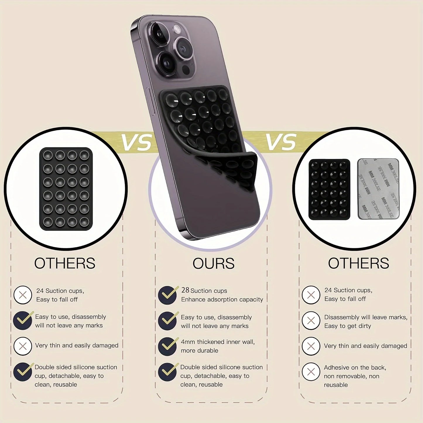 Double-Sided Silicone Suction Phone Holder – Hands-Free Universal Mount