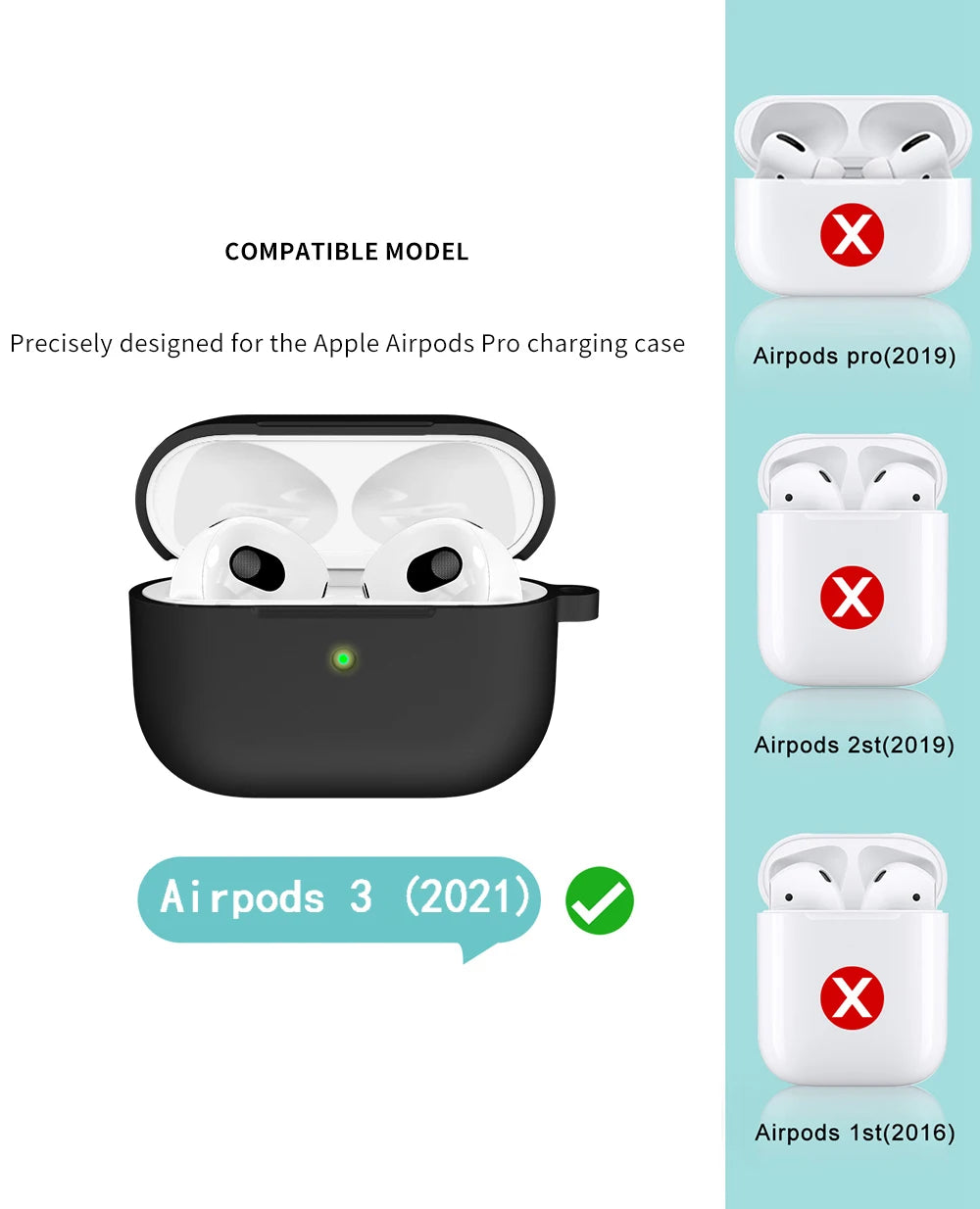 Soft Silicone Case for Apple AirPods 3 (2021) – Thick Solid Color Cover