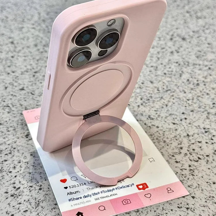 Luxury Magnetic Liquid Silicone Stand Case for iPhone 14 Plus/13/12 Pro Max