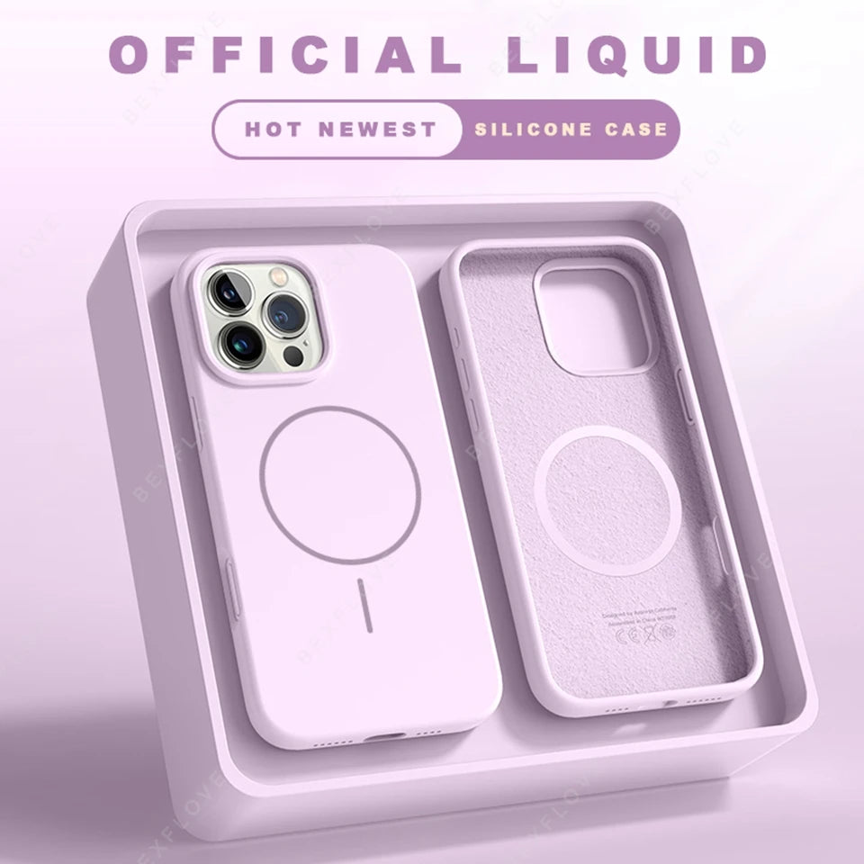 MagSafe Silicone Case with Lanyard for iPhone 11β14 Plus & Pro Max