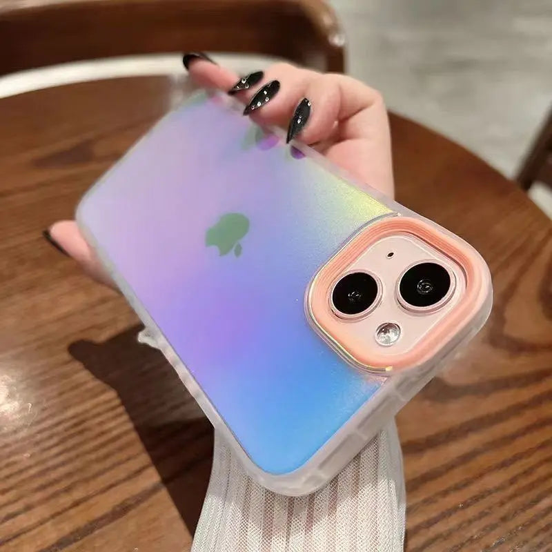 Matte Gradient Laser Shockproof Case for iPhone 15 14 Plus Pro Max