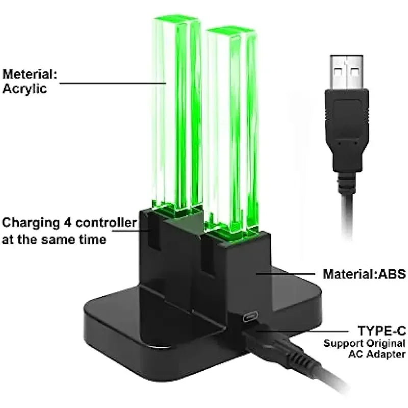 4-in-1 Charging Dock Station with LED Indicator for Nintendo Switch & Joy-Con