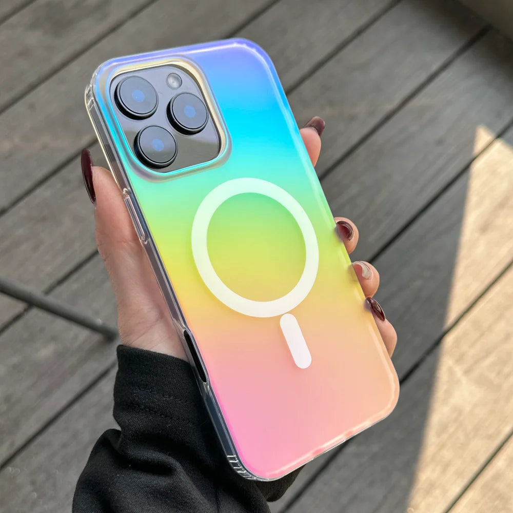 Aurora Gradient Matte Case for iPhone 11–16 Pro Max – MagSafe Acrylic