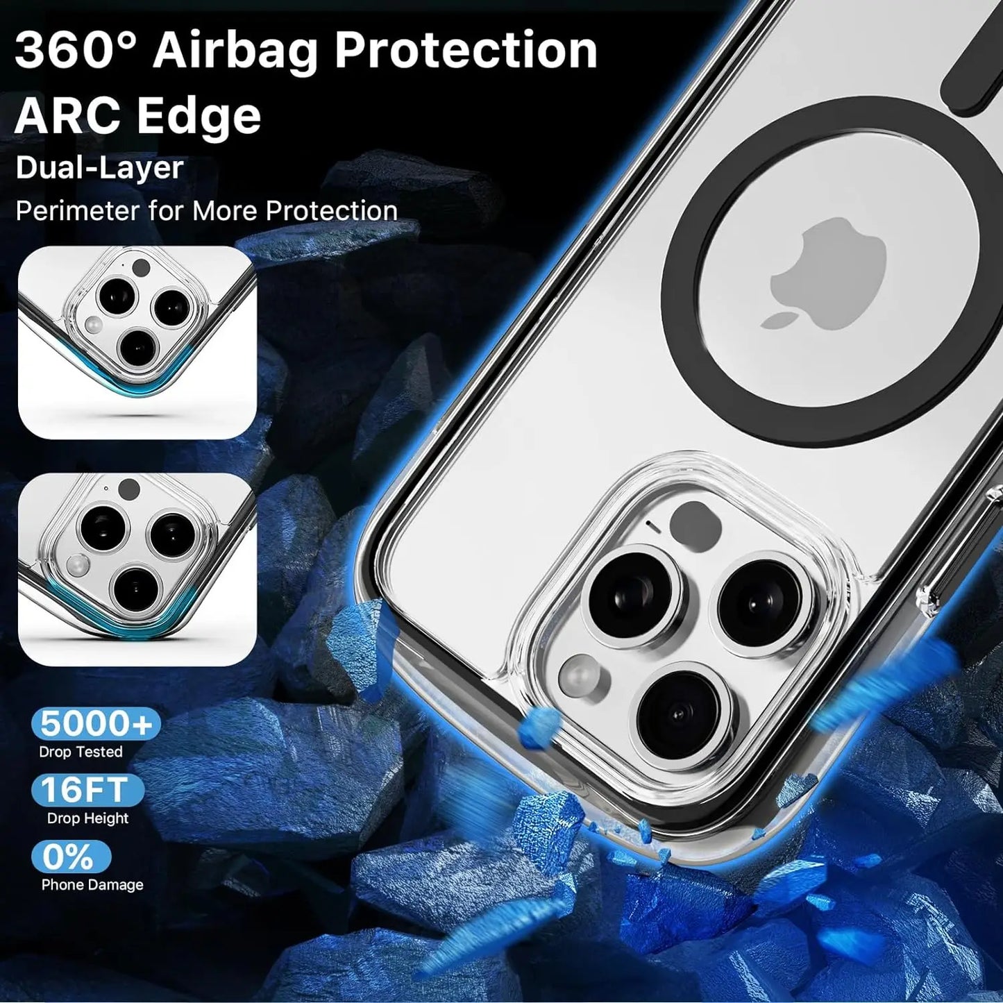 Luxury MagSafe Clear Case for iPhone 11/12/13 Pro Max β Shockproof Cover
