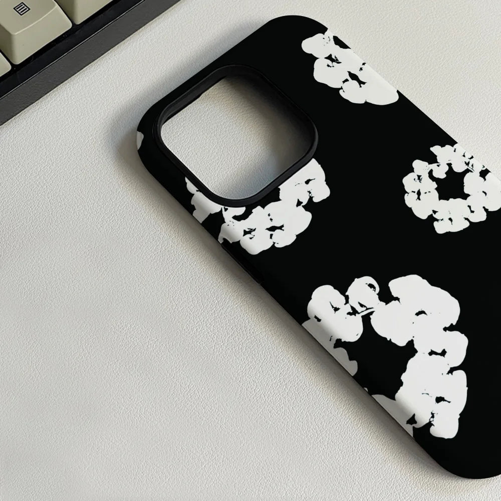 Black Flower Luxury Phone Case for iPhone 16 15 14 13 12 11 Pro Max