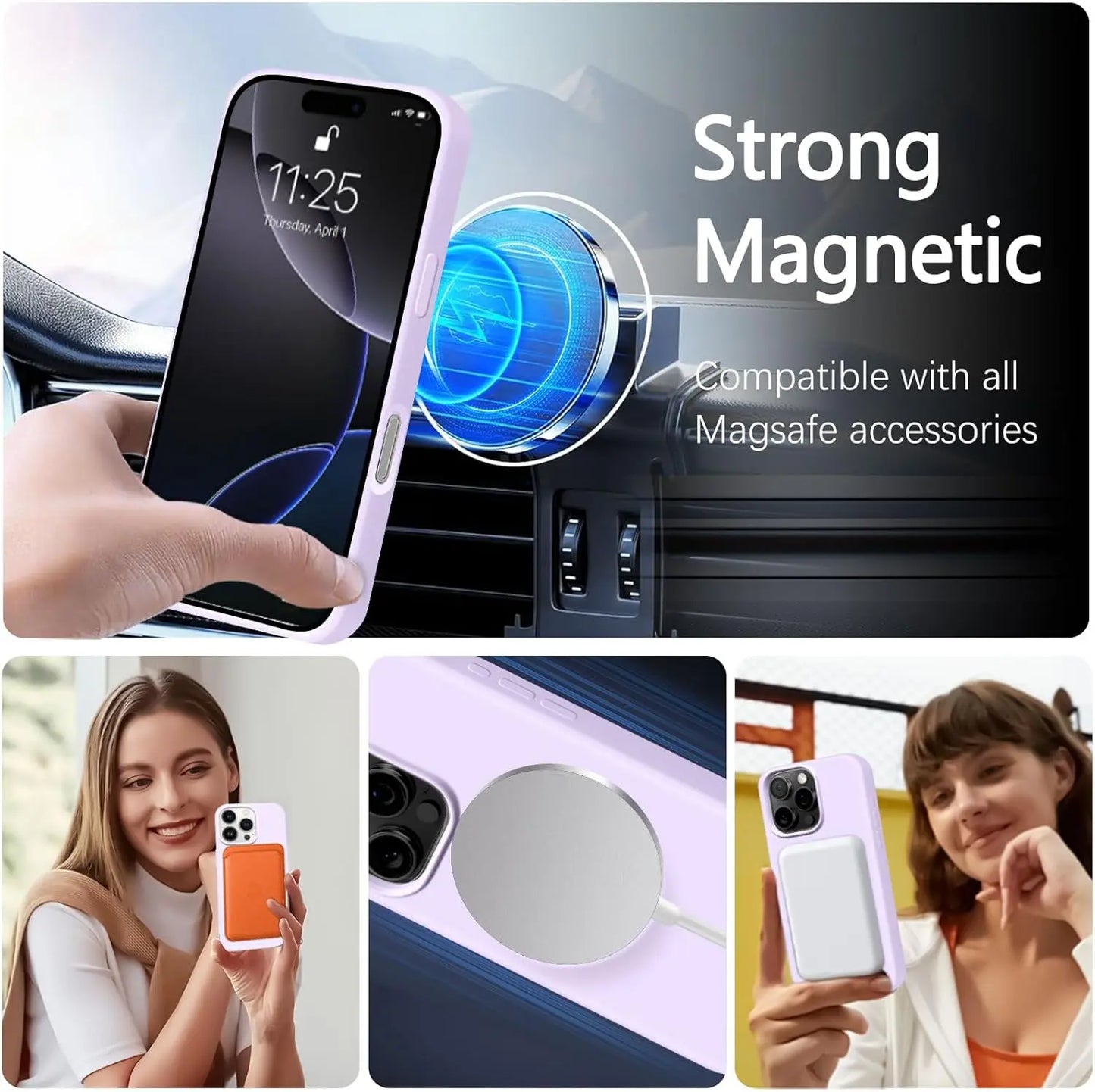 MagSafe Silicone Case with Lanyard for iPhone 11β14 Plus & Pro Max
