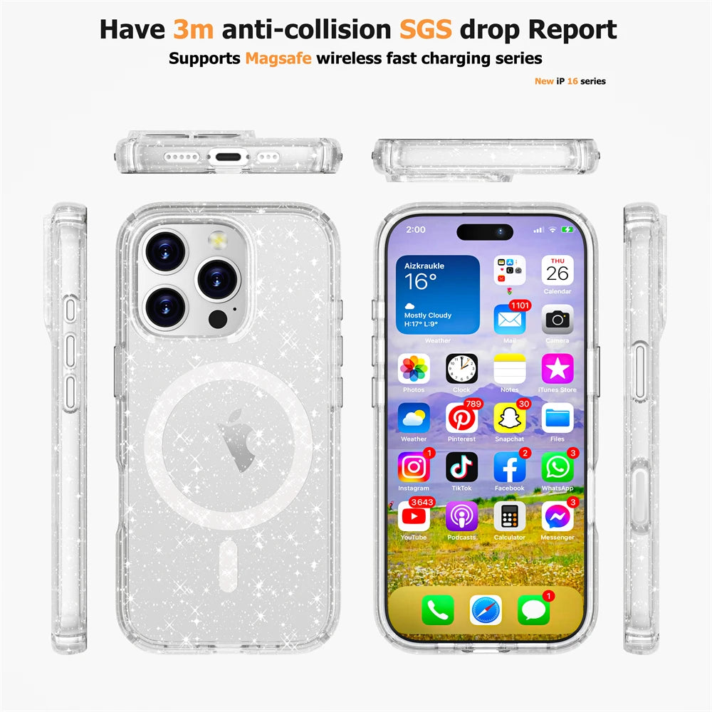 Shiny Candy Color Magnetic MagSafe Case for iPhone 16 15 14 13 12 Pro Max