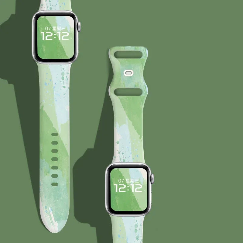 Black Unity Printed Silicone Band for Apple Watch (38–49 mm, Ultra 2, SE–9)