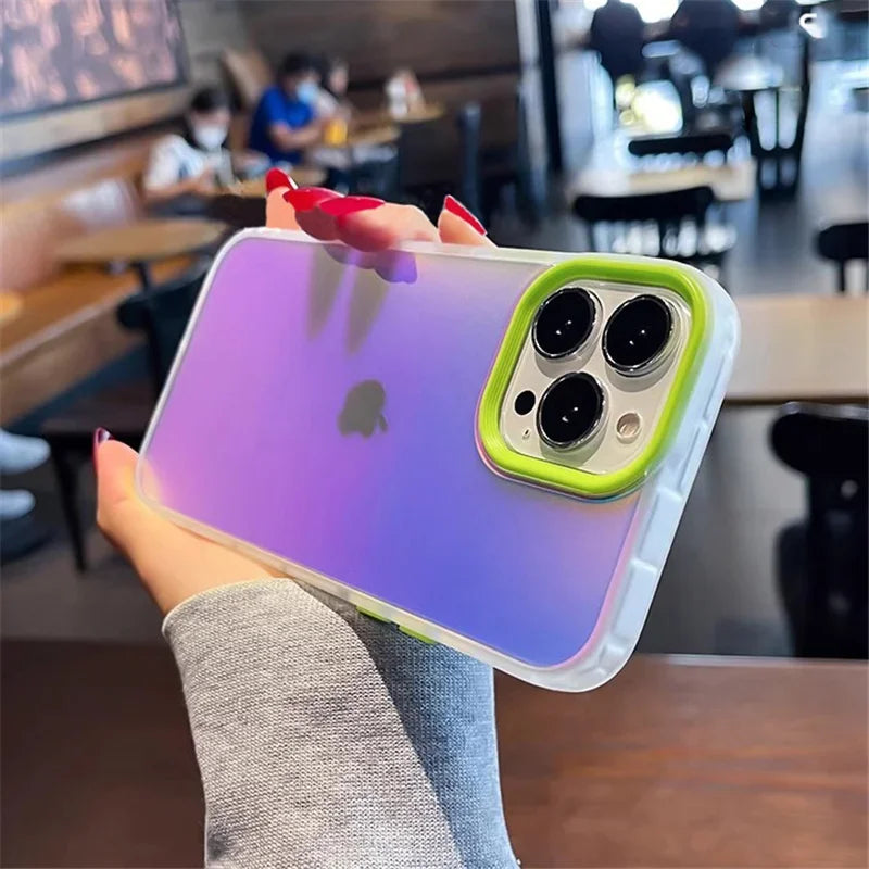 Matte Gradient Laser Shockproof Case for iPhone 15 14 Plus Pro Max