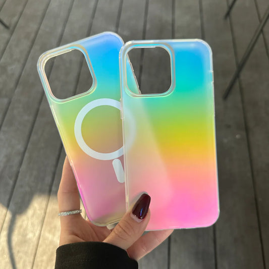 Aurora Gradient Matte Case for iPhone 11–16 Pro Max – MagSafe Acrylic