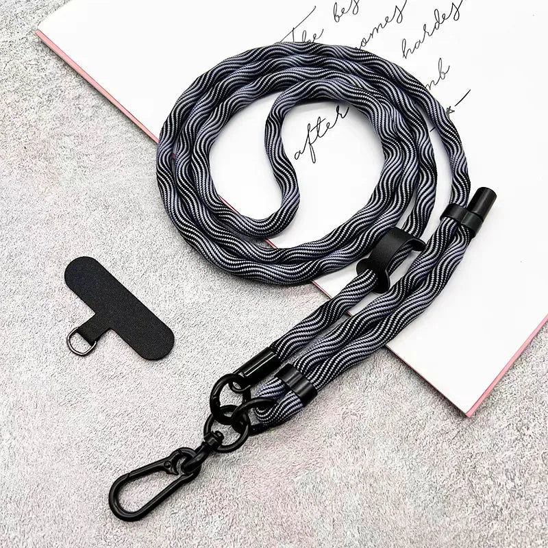 150cm Adjustable Crossbody Phone Lanyard Strap with Patch & Neck Rope