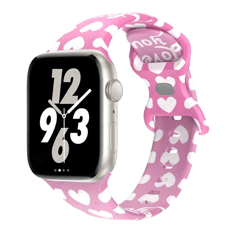 Floral Silicone Strap for Apple Watch Ultra & Series 3–9 (38–49mm)