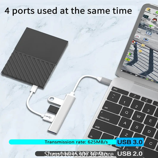 Universal 4-in-1 USB-C Hub Type-C OTG Adapter for Laptop & PC