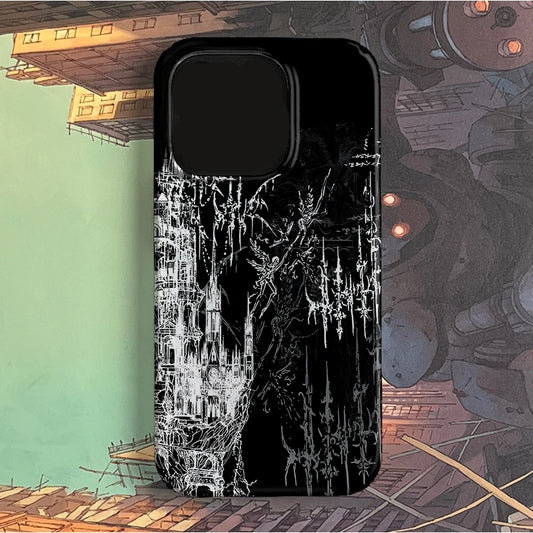 Dark Y2K Gothic Castle Art Phone Case for iPhone 7 to 16 Pro Max MINI