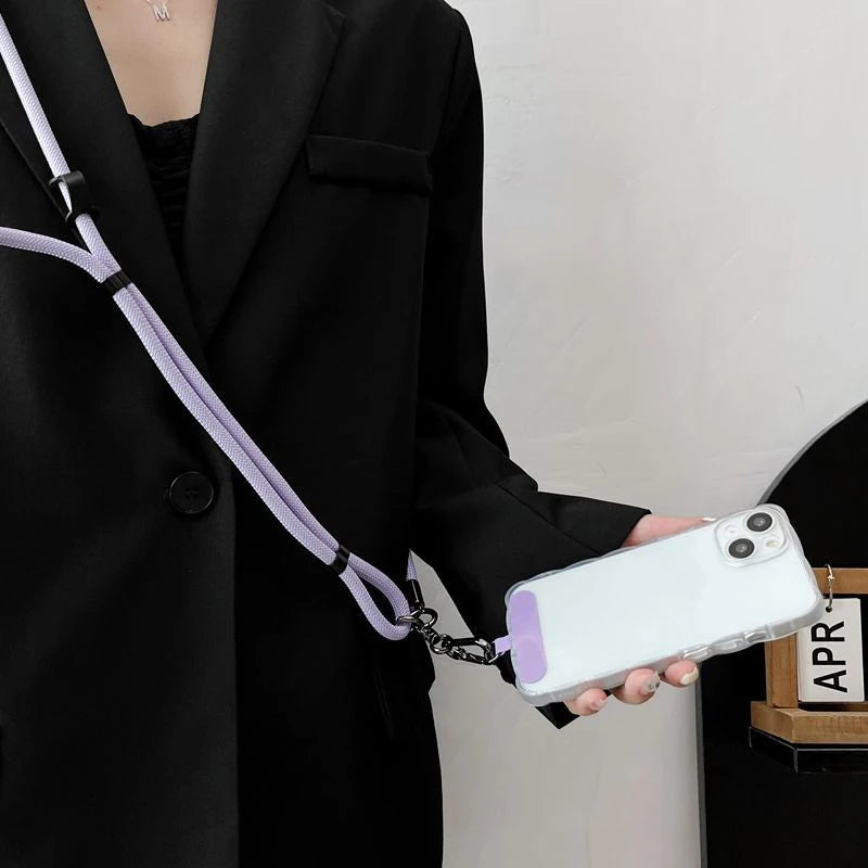 Purple Adjustable 150cm Crossbody Phone Lanyard Strap with Clip