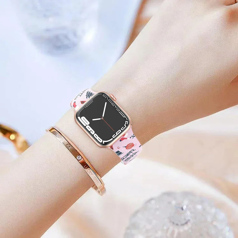 Black Unity Printed Silicone Band for Apple Watch (38–49 mm, Ultra 2, SE–9)