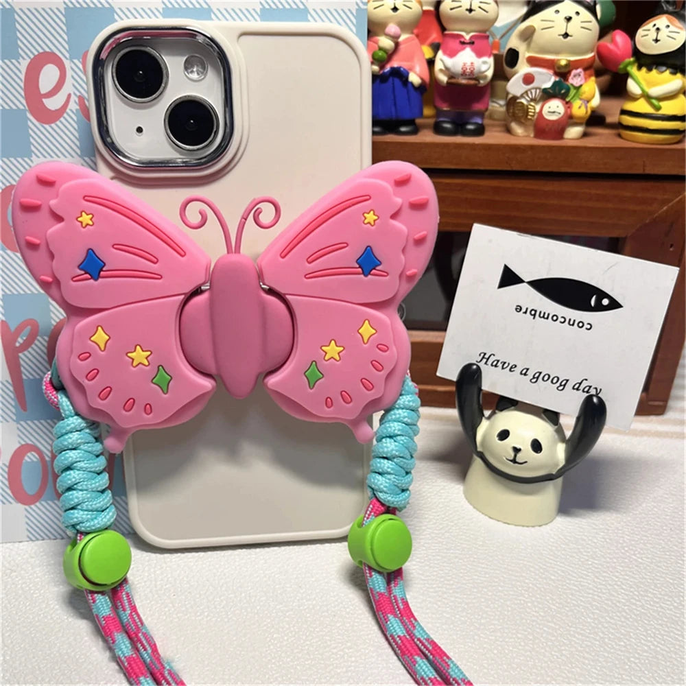 Y2K Butterfly Star Silicone Phone Lanyard Strap Bracelet for Girls