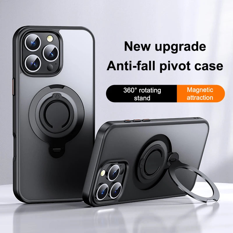 360° Rotating Magnetic Stand Silicone Ring Case for iPhone 12-16 Pro Max Plus