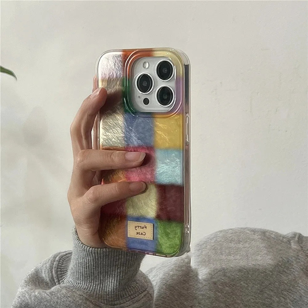 Vortex Grid Pattern Colorful Case for iPhone 16 15 14 13 12 11 SE