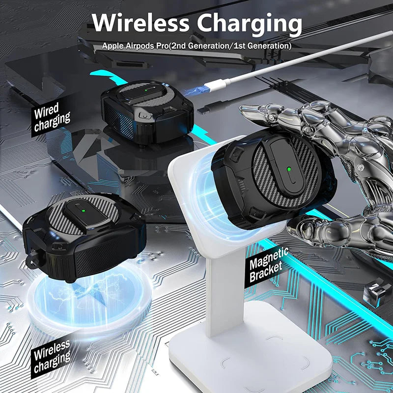 Security Lock Armor Case for AirPods Pro 2/1/2/3 with Wireless Charging