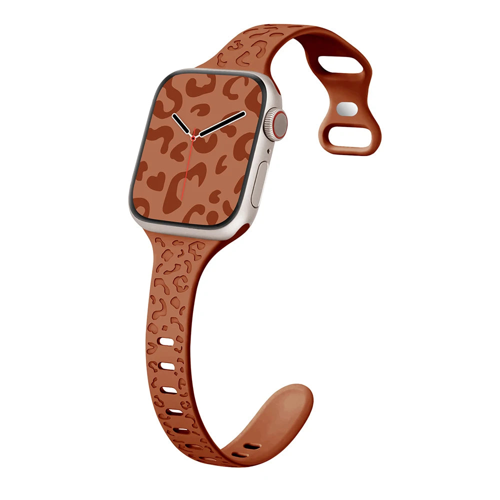Engraved Slim Silicone Band for Apple Watch Series 9/8/7/6/SE/Ultra