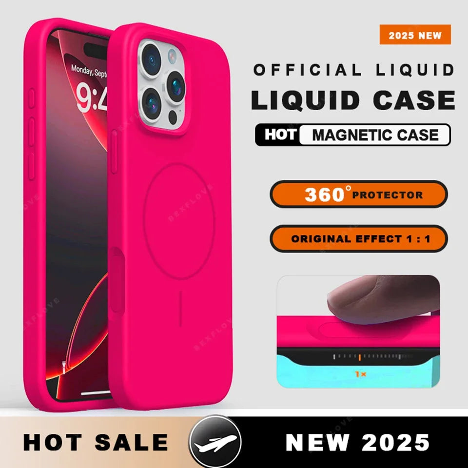 MagSafe Liquid Silicone Case with Lanyard for iPhone 16–15 Series