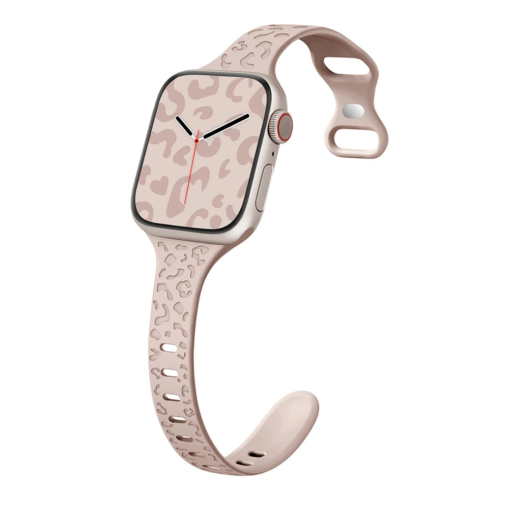 Engraved Slim Silicone Band for Apple Watch Series 9/8/7/6/SE/Ultra