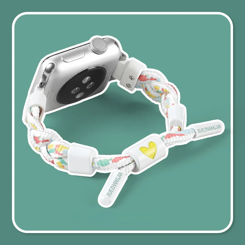 Nylon Woven Sport Strap for Apple Watch 38–45mm – Color Block Loop Band