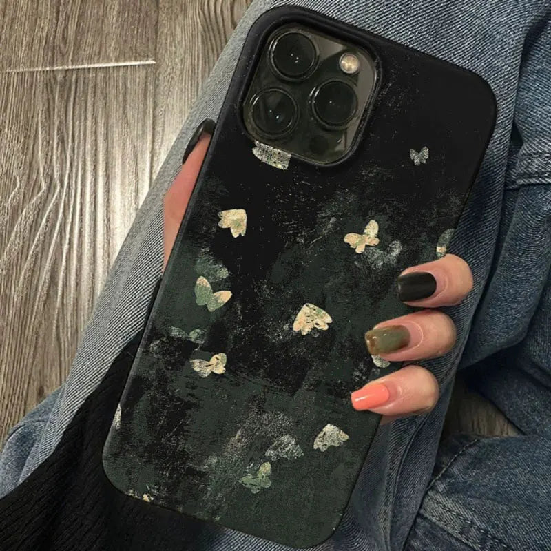 Korean Y2K Black Butterfly Case for iPhone 16 15 14 13 12 11 XR XS