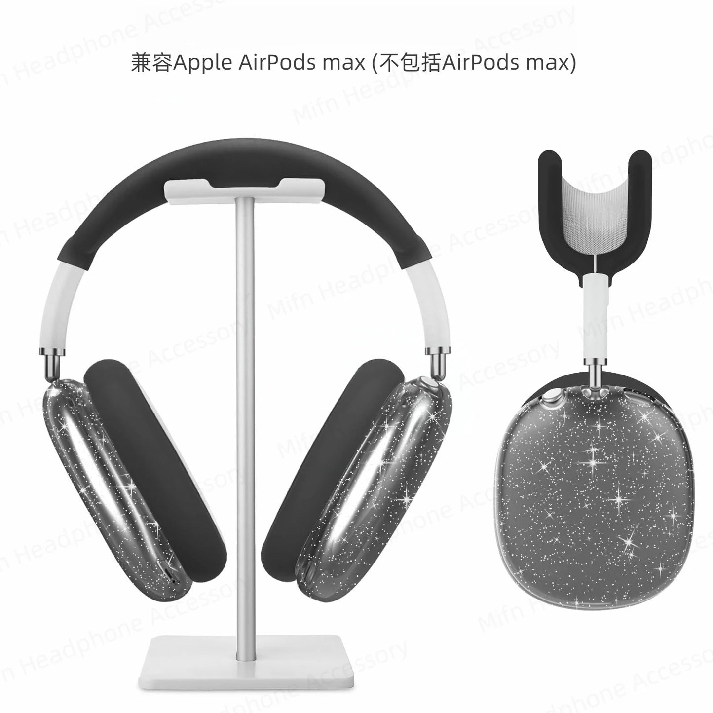 3D Transparent Glitter Case for AirPods Max – Shock & Dust Protection