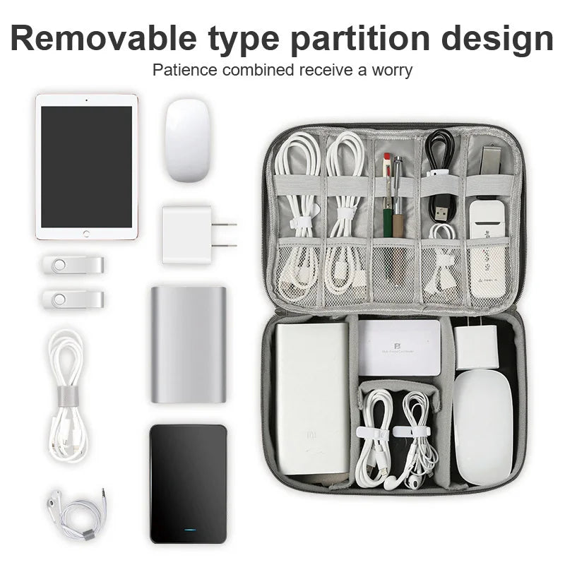 Waterproof Travel Cable Organizer Bag – USB Charger & Wire Storage Case