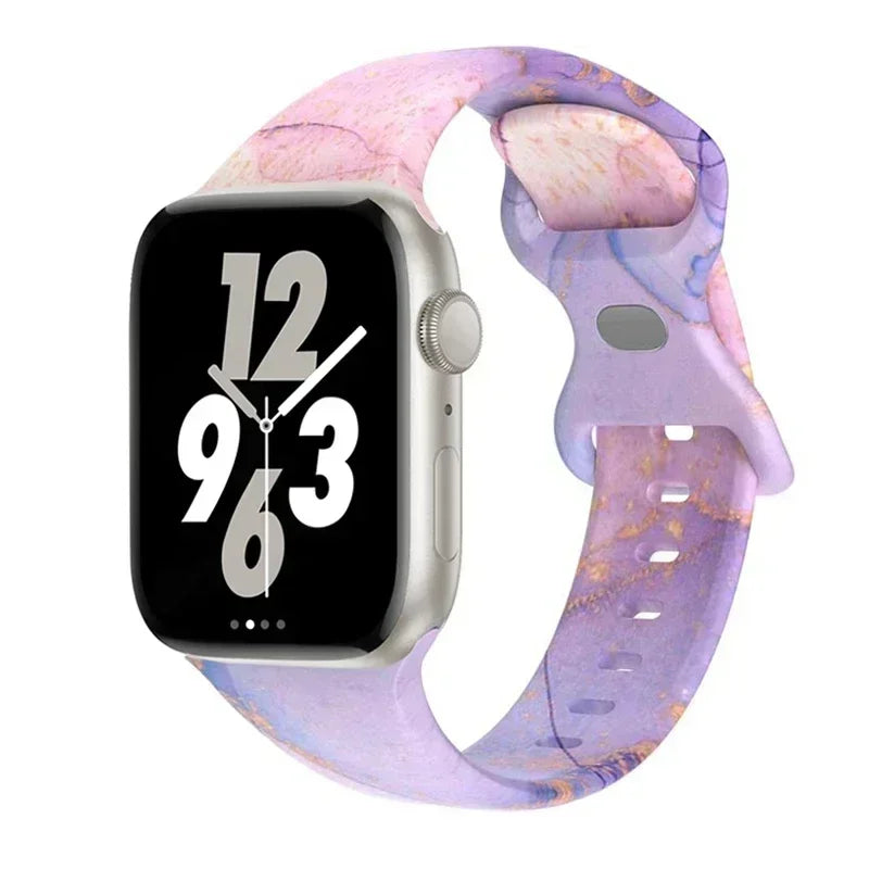 Floral Silicone Strap for Apple Watch Ultra & Series 3–9 (38–49mm)