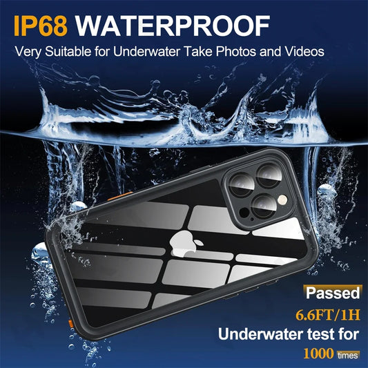 IP68 Waterproof Metal Case for iPhone 16–11 Pro Max – Underwater Cover