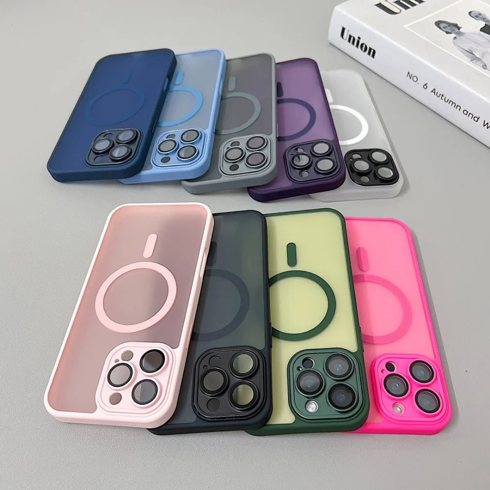 Magnetic Matte Translucent Armor Case for iPhone 15 14 Pro Max – MagSafe