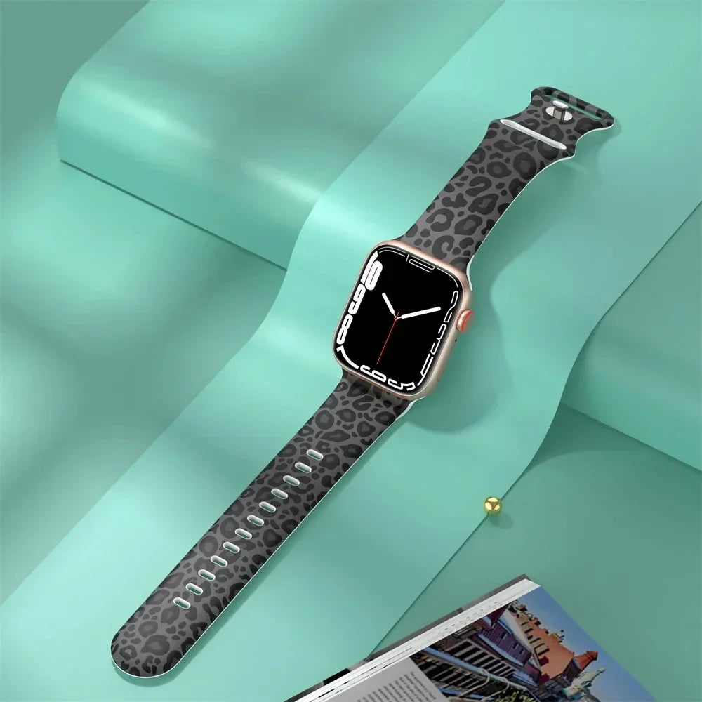 Black Unity Printed Silicone Band for Apple Watch (38–49 mm, Ultra 2, SE–9)