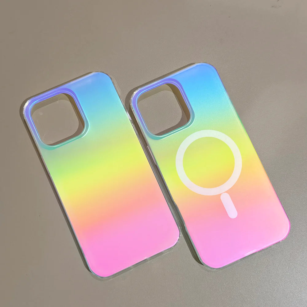 Aurora Gradient Matte Case for iPhone 11–16 Pro Max – MagSafe Acrylic