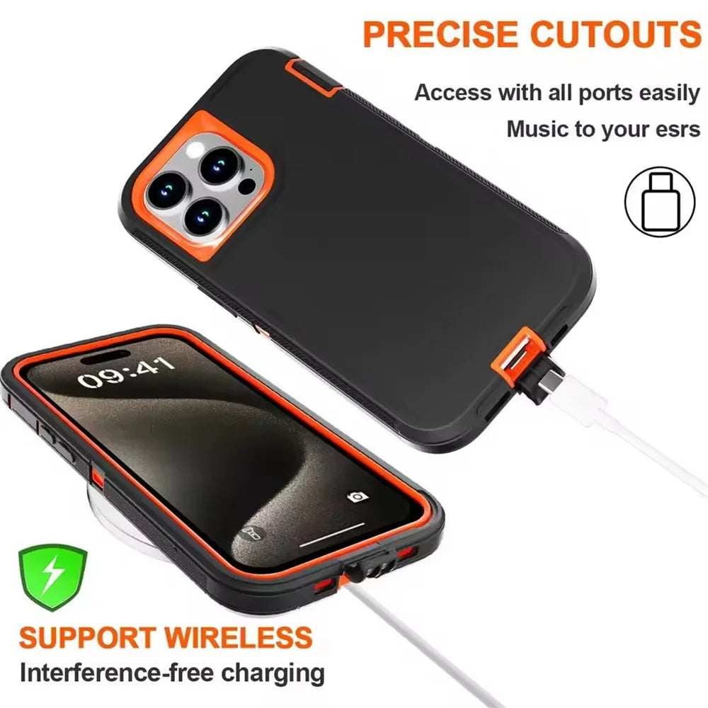 3-in-1 Heavy Duty Armor Case for iPhone 16/15/Plus/Pro Max/Mini