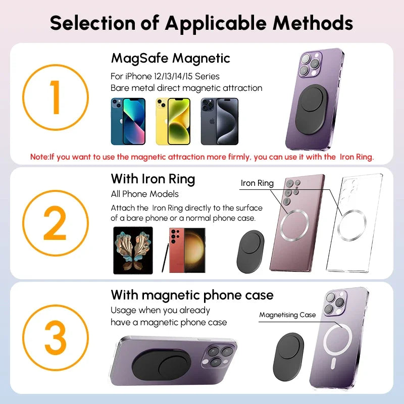 Ellipse Magnetic Grip Stand for MagSafe iPhone 15–13, Xiaomi & Samsung