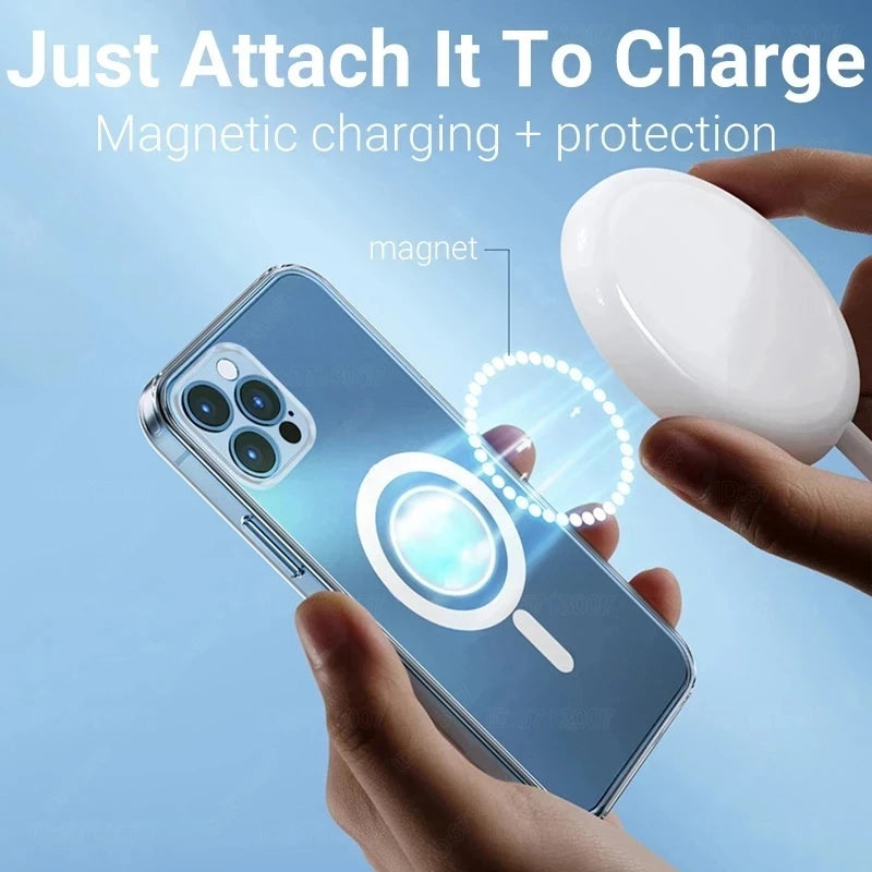 Transparent MagSafe Case for iPhone 11–16 Pro Max – Magnetic Charging