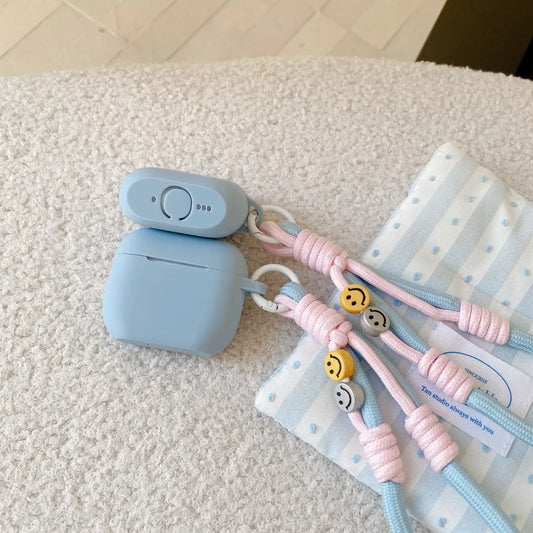 Blue Silicone Case with Lanyard for AirPods 1 2 3 4 Pro/Pro 2