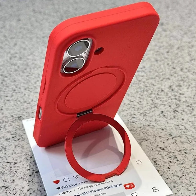 Luxury Magnetic Liquid Silicone Stand Case for iPhone 14 Plus/13/12 Pro Max