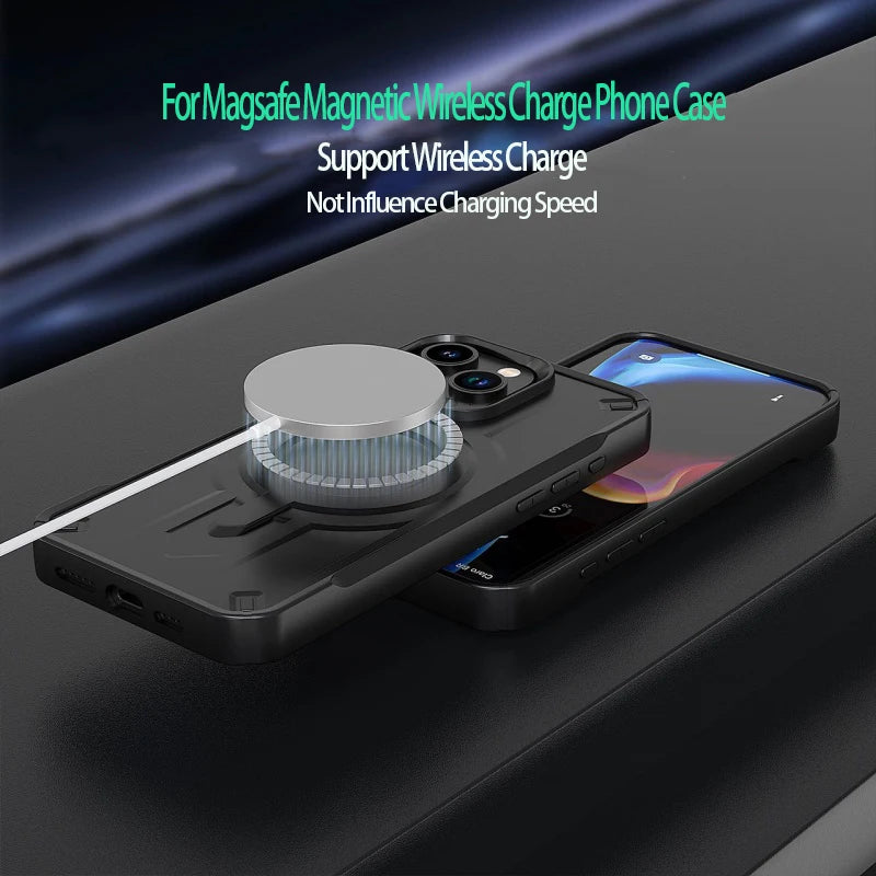 Silicone Fiber Multilayer Case for iPhone 11–16 Pro Max – MagSafe & Shockproof