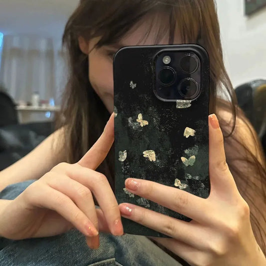 Korean Y2K Black Butterfly Case for iPhone 16 15 14 13 12 11 XR XS
