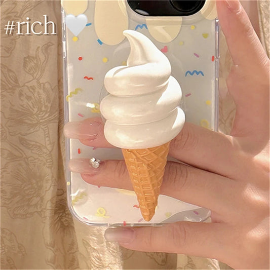 Cute 3D Ice Cream Folding Finger Ring Holder - Phone Grip & Stand