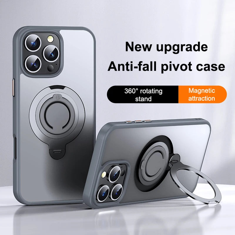 360° Rotating Magnetic Stand Silicone Ring Case for iPhone 12-16 Pro Max Plus