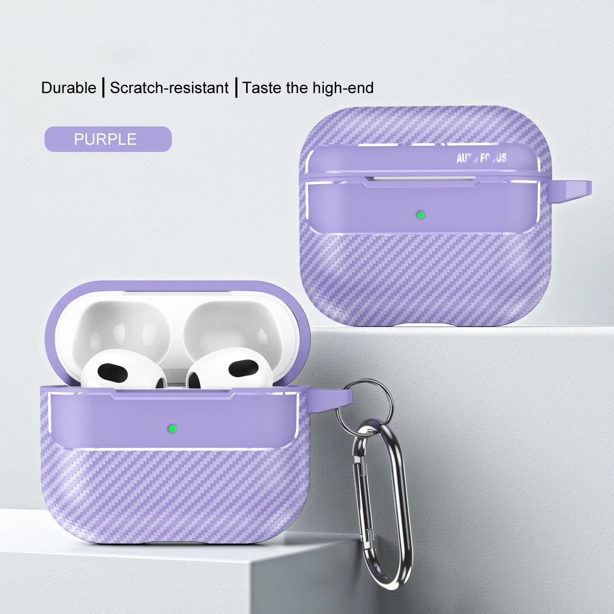Waterproof Carbon Fiber Silicone Case for AirPods Pro 2 & 3 – Shockproof & Hook