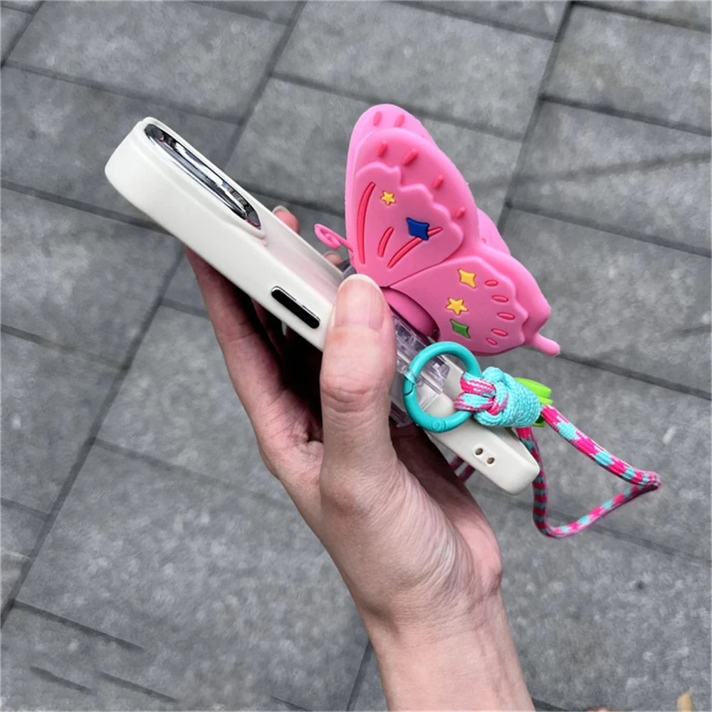 Y2K Butterfly Star Silicone Phone Lanyard Strap Bracelet for Girls